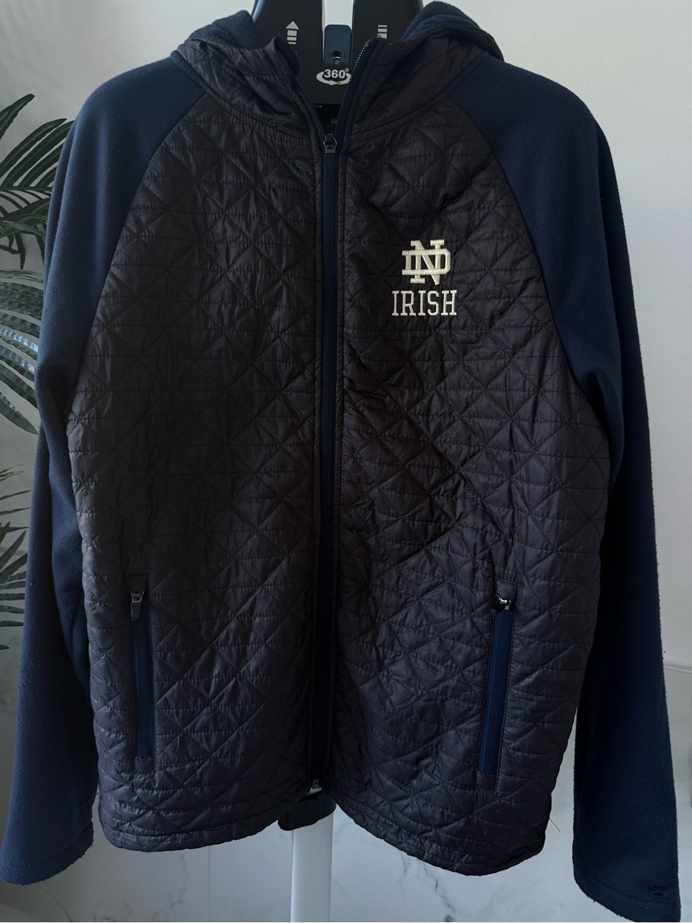 Colosseum Notre Dame Fighting Irish Quilted Hybrid Full-Zip Hoodie Jacket